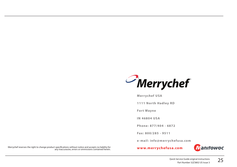 Merrychef eikon e5 User Manual | Page 25 / 97