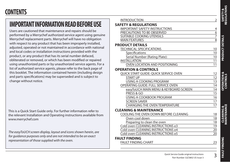 Merrychef eikon e5 User Manual | Page 3 / 97