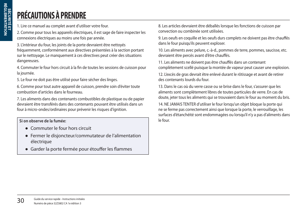 Précautions à prendre | Merrychef eikon e5 User Manual | Page 30 / 97