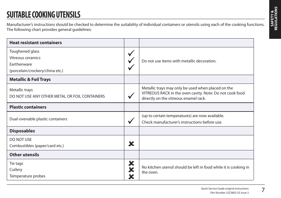 Suitable cooking utensils | Merrychef eikon e5 User Manual | Page 7 / 97