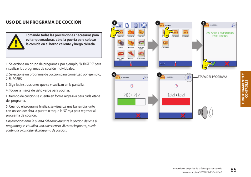 Uso de un programa de cocción | Merrychef eikon e5 User Manual | Page 85 / 97