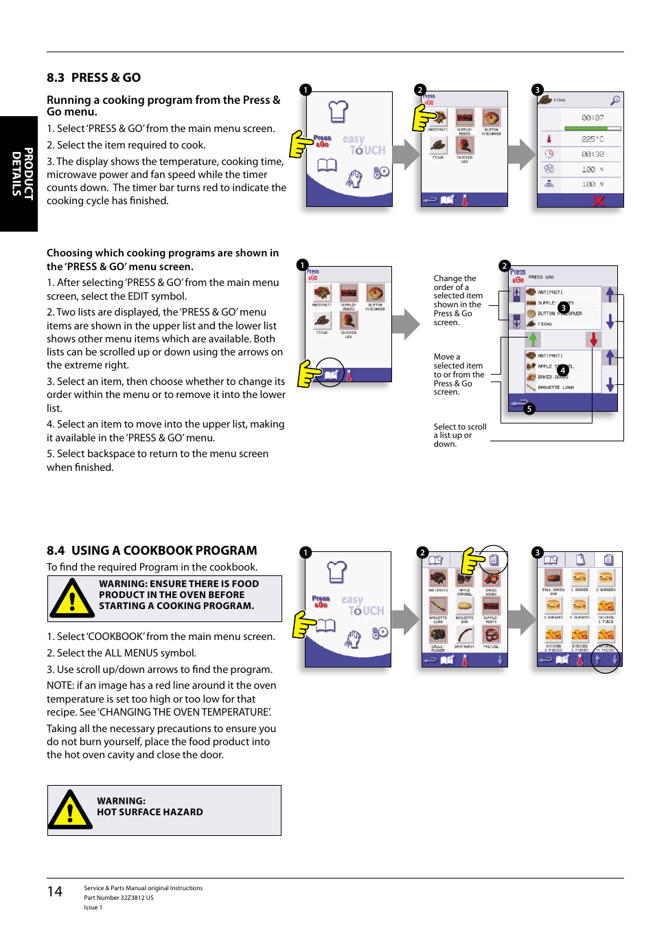 Press & go 8.3, Using a cookbook program 8.4 | Merrychef eikon e3 User Manual | Page 14 / 60