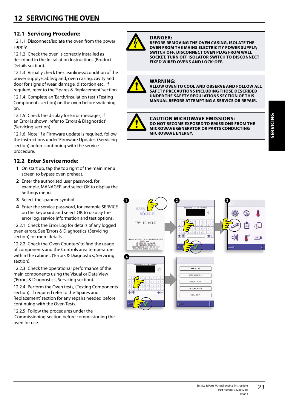 Servicing the oven 12 | Merrychef eikon e3 User Manual | Page 23 / 60