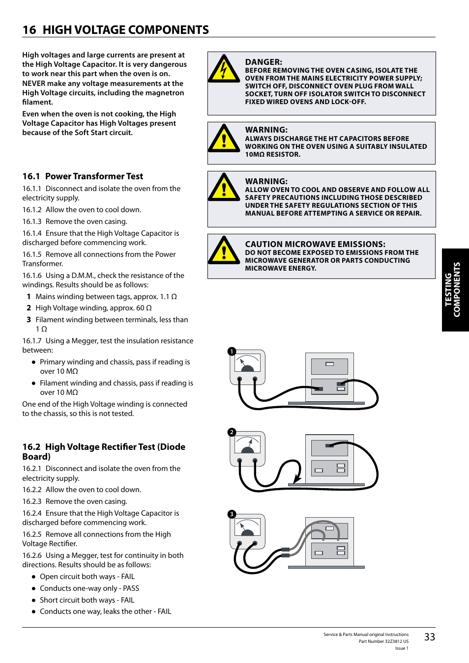 High voltage components 16 | Merrychef eikon e3 User Manual | Page 33 / 60