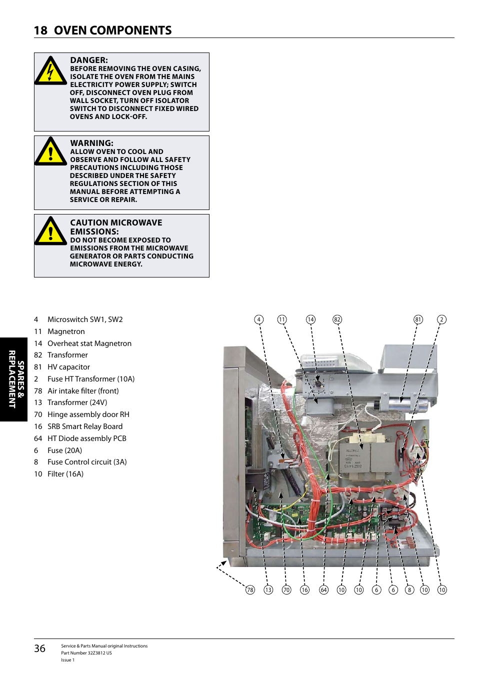 Oven components 18 | Merrychef eikon e3 User Manual | Page 36 / 60