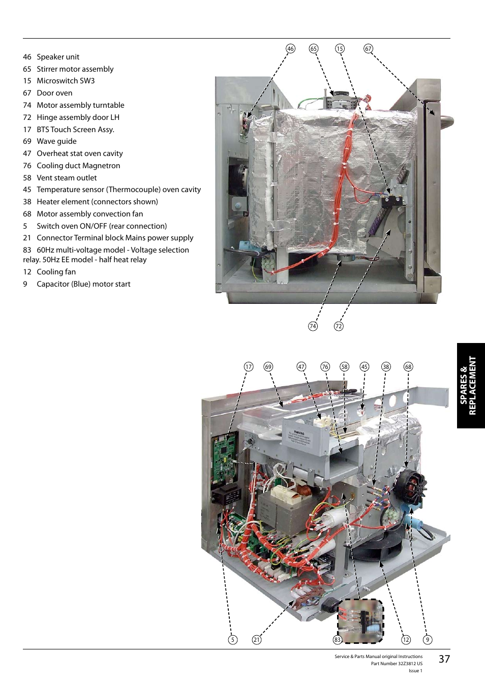 Sp ares & repl a cement | Merrychef eikon e3 User Manual | Page 37 / 60