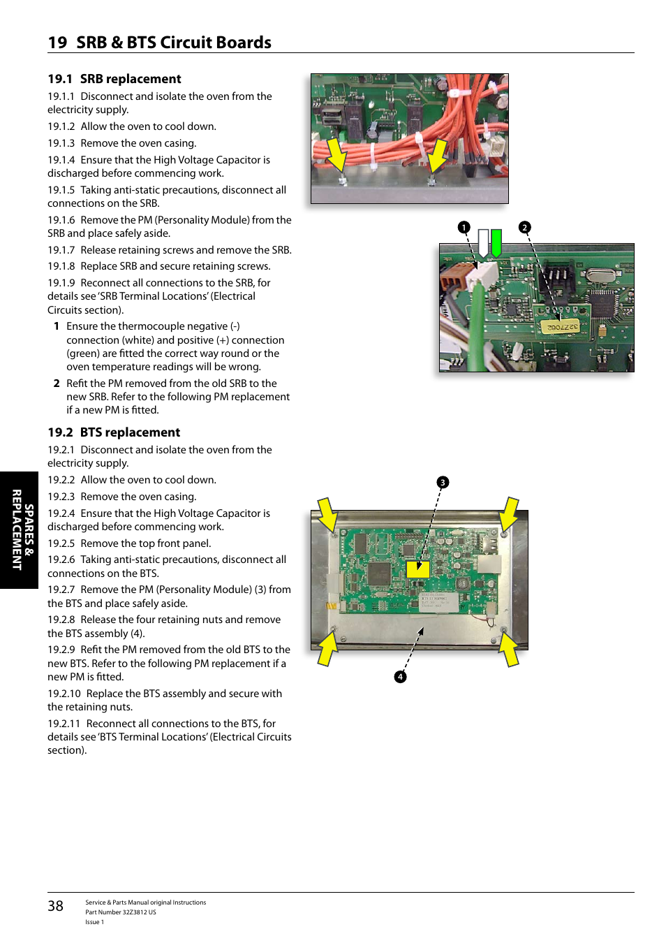 Srb & bts circuit boards 19 | Merrychef eikon e3 User Manual | Page 38 / 60