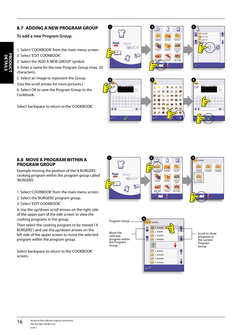 Adding a new program group 8.7, Move a program within a 8.8 program group | Merrychef eikon e4 User Manual | Page 16 / 58