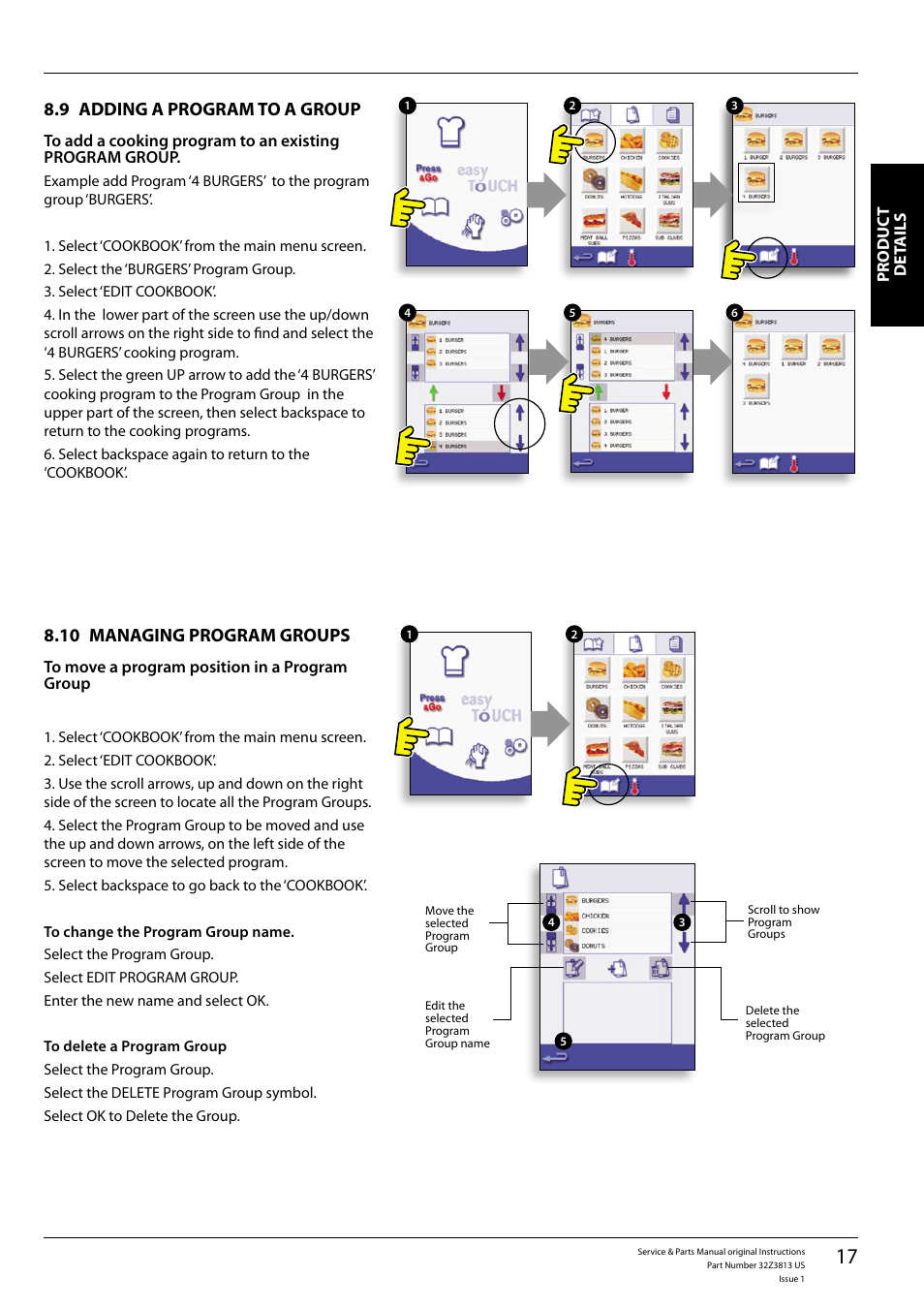 Managing program groups 8.10, Adding a program to a group 8.9 | Merrychef eikon e4 User Manual | Page 17 / 58