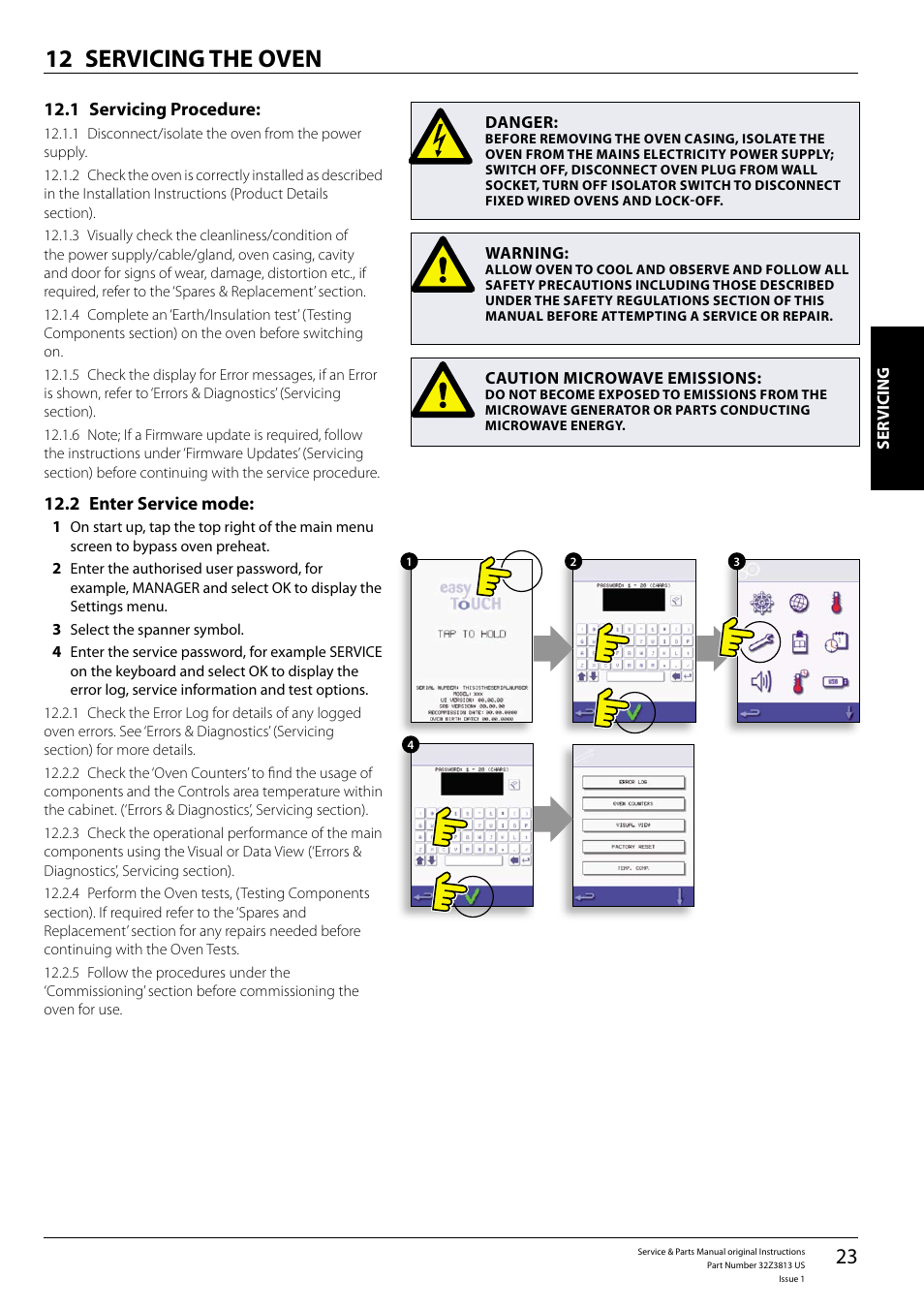Servicing the oven 12 | Merrychef eikon e4 User Manual | Page 23 / 58