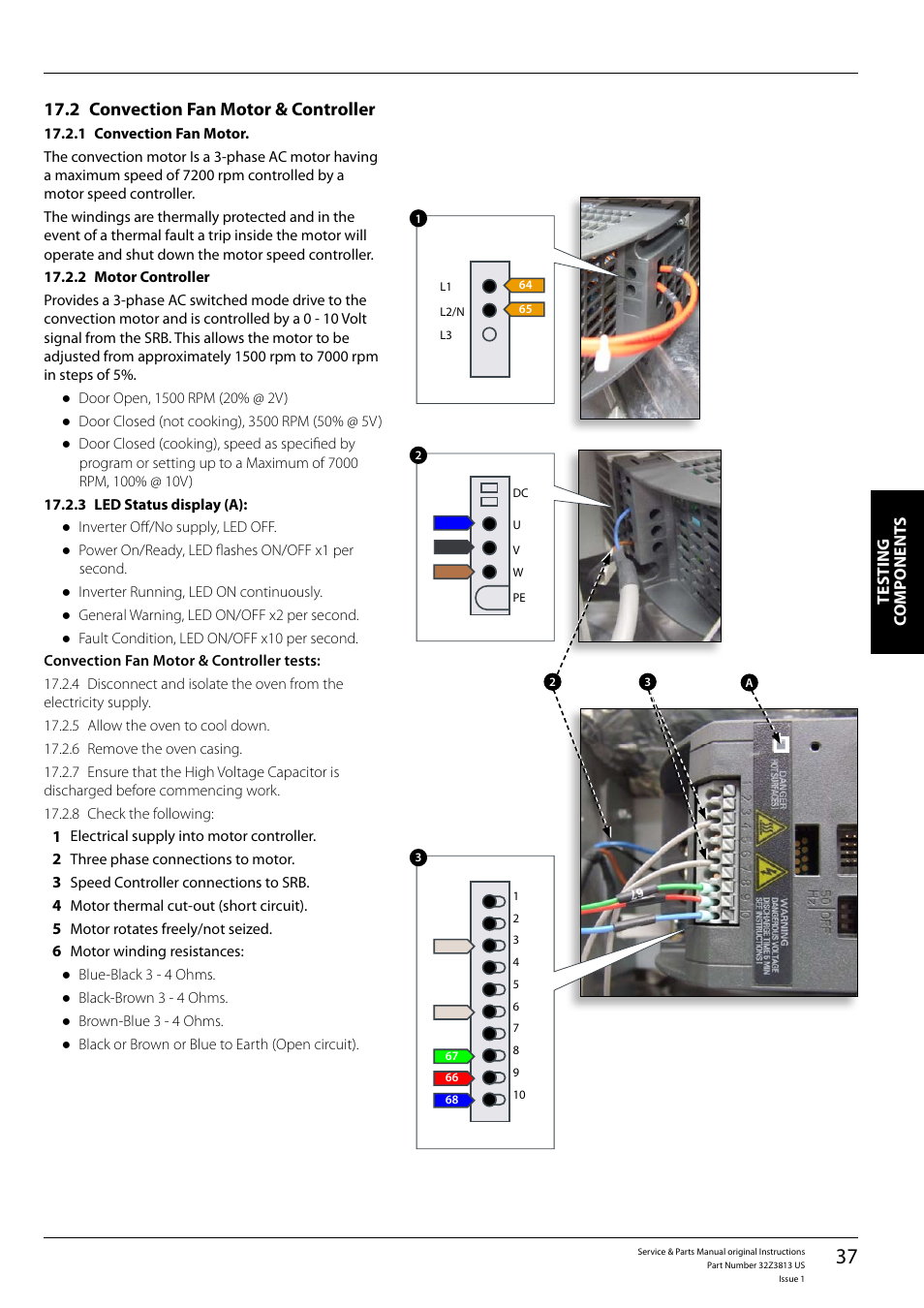 Convection fan motor & controller 17.2 | Merrychef eikon e4 User Manual | Page 37 / 58