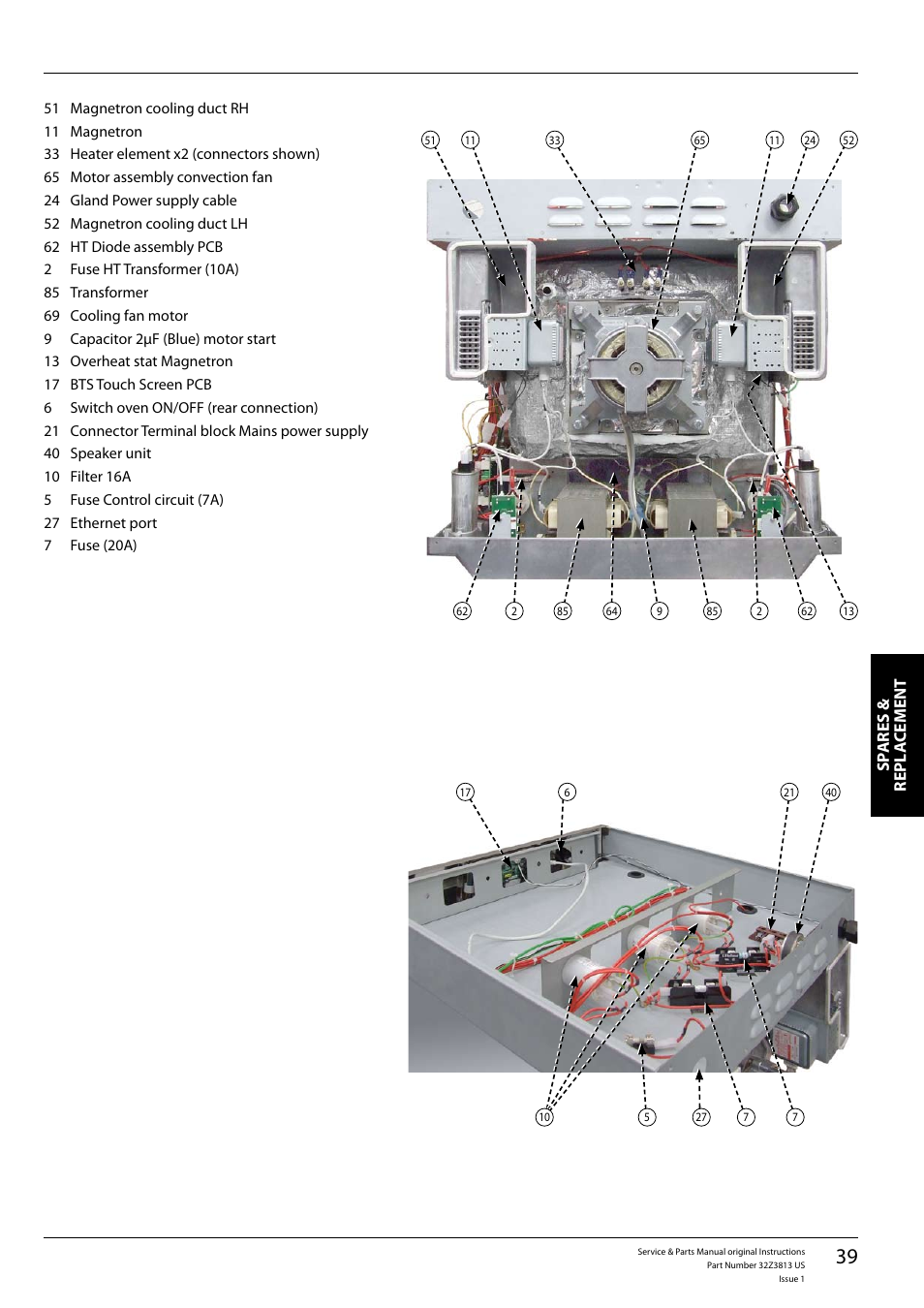 Sp ares & repl a cement | Merrychef eikon e4 User Manual | Page 39 / 58