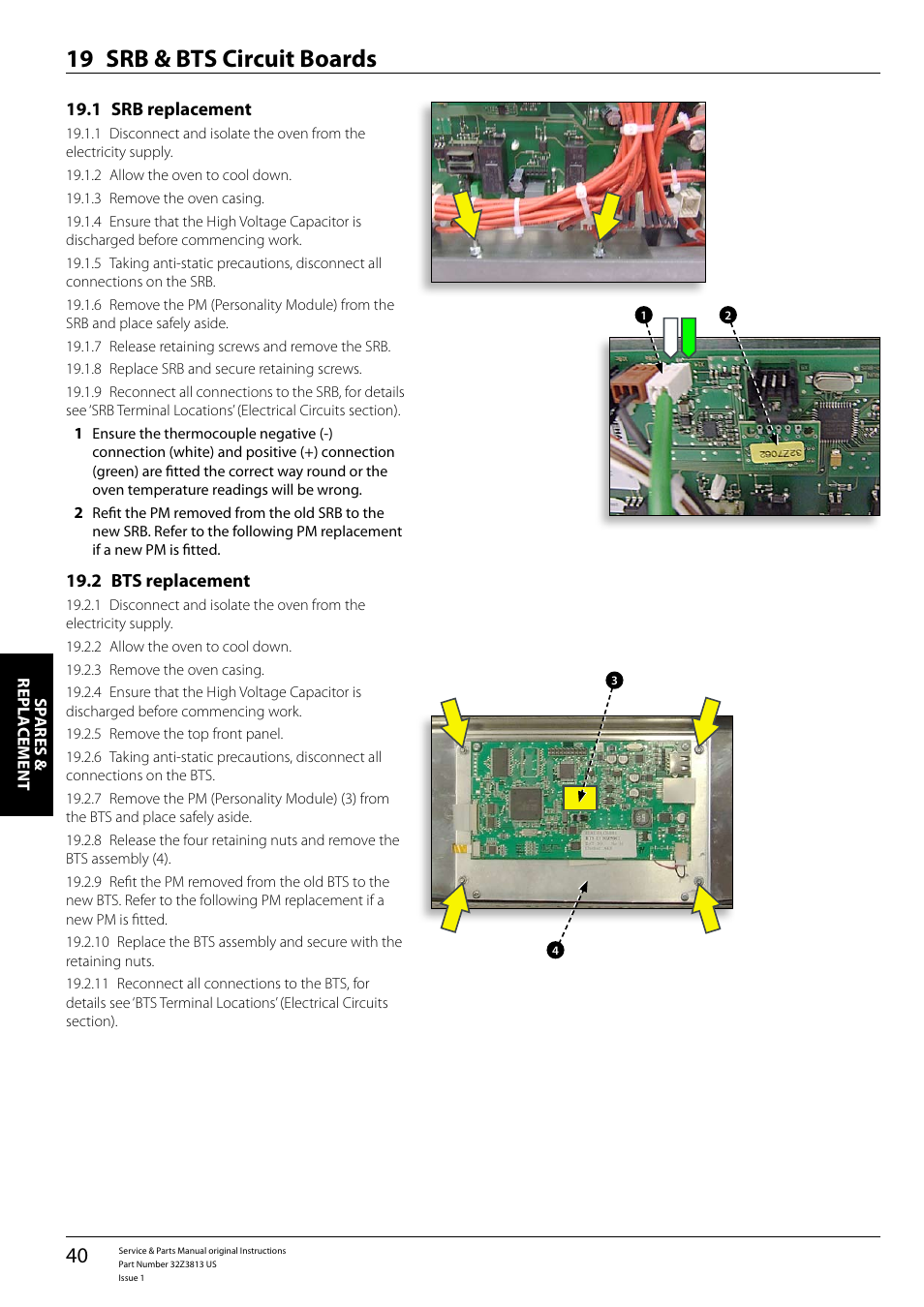 Srb & bts circuit boards 19 | Merrychef eikon e4 User Manual | Page 40 / 58