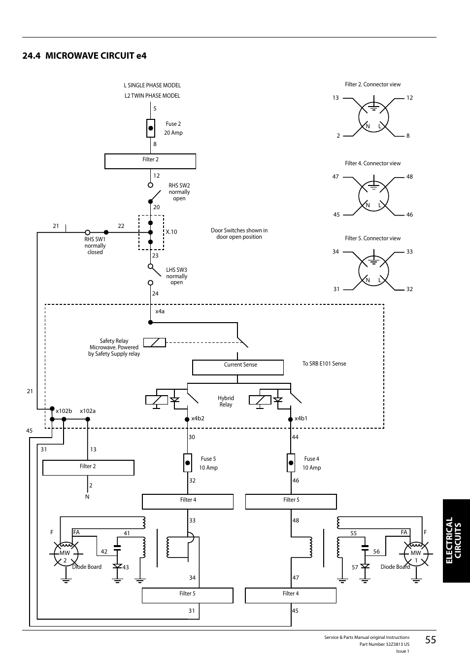 Microwave circuit e4 24.4, Elec tric al cir cuit s | Merrychef eikon e4 User Manual | Page 55 / 58