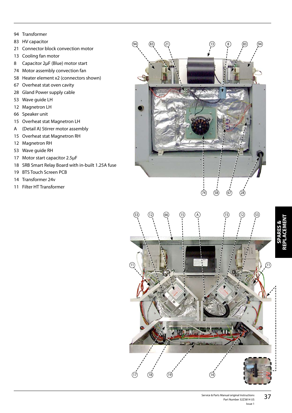 Sp ares & repl a cement | Merrychef eikon e5 User Manual | Page 37 / 56