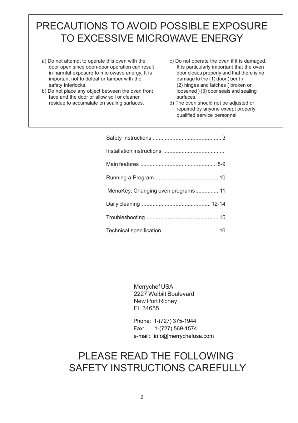 Merrychef 402s User Manual | Page 2 / 16