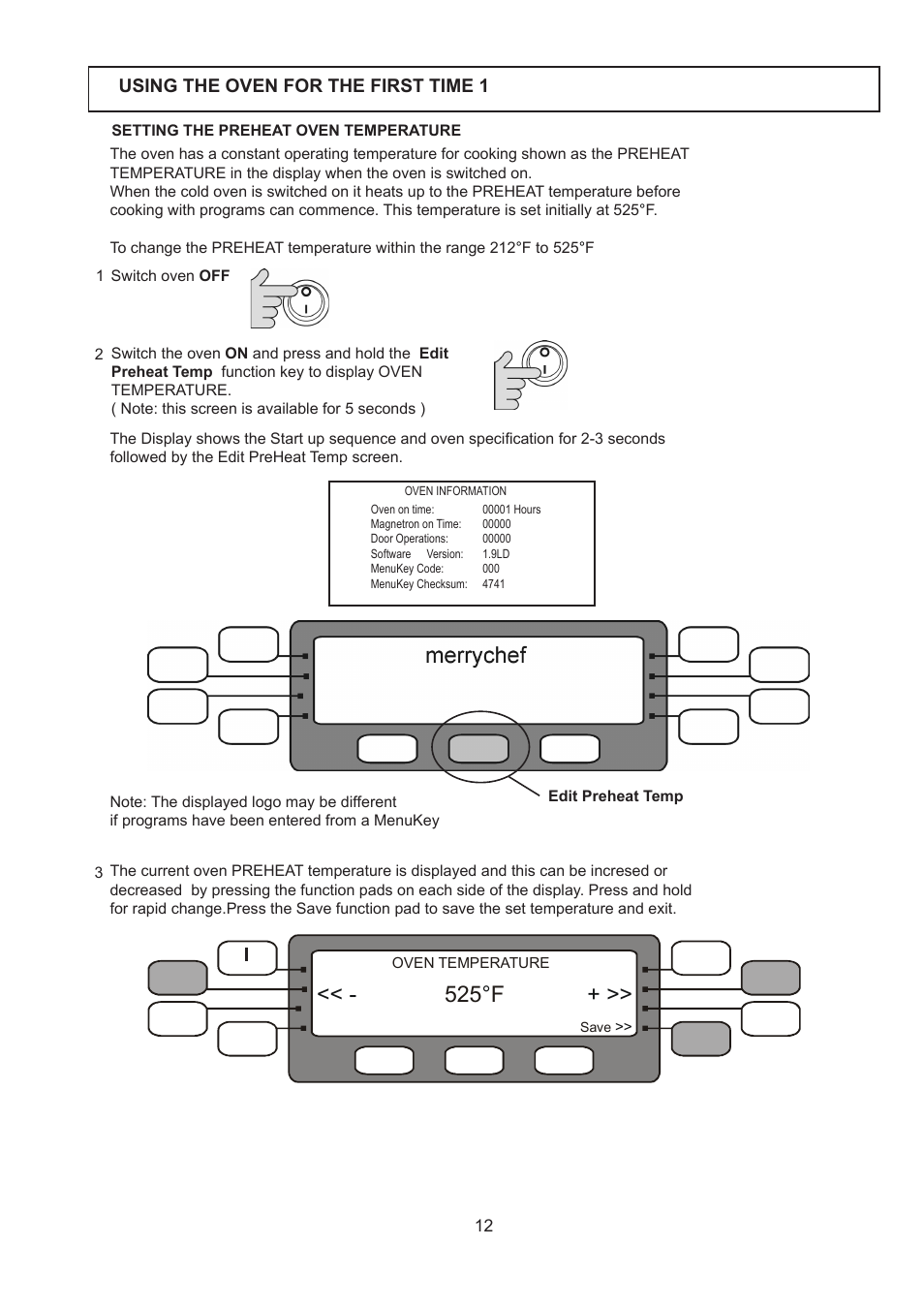 525 f | Merrychef 402s User Manual | Page 12 / 66