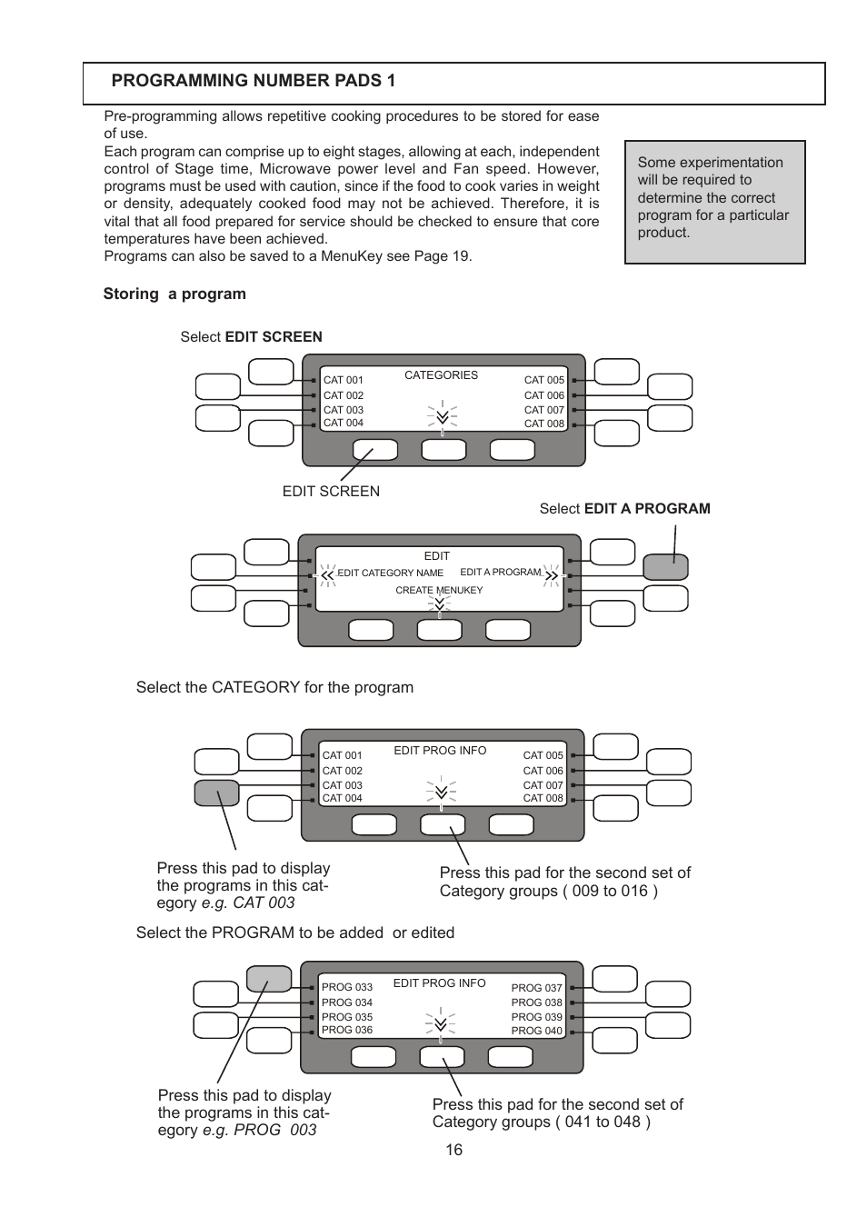 Programming number pads 1 | Merrychef 402s User Manual | Page 16 / 66