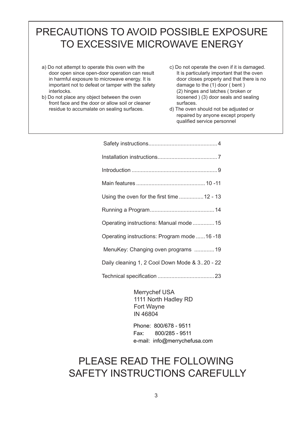 Merrychef 402s User Manual | Page 3 / 66