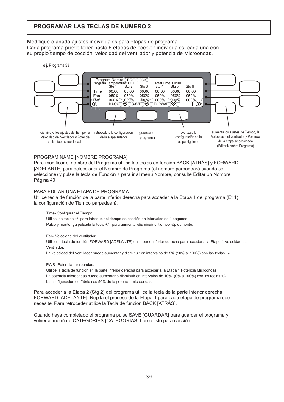 Programar las teclas de número 2 | Merrychef 402s User Manual | Page 39 / 66