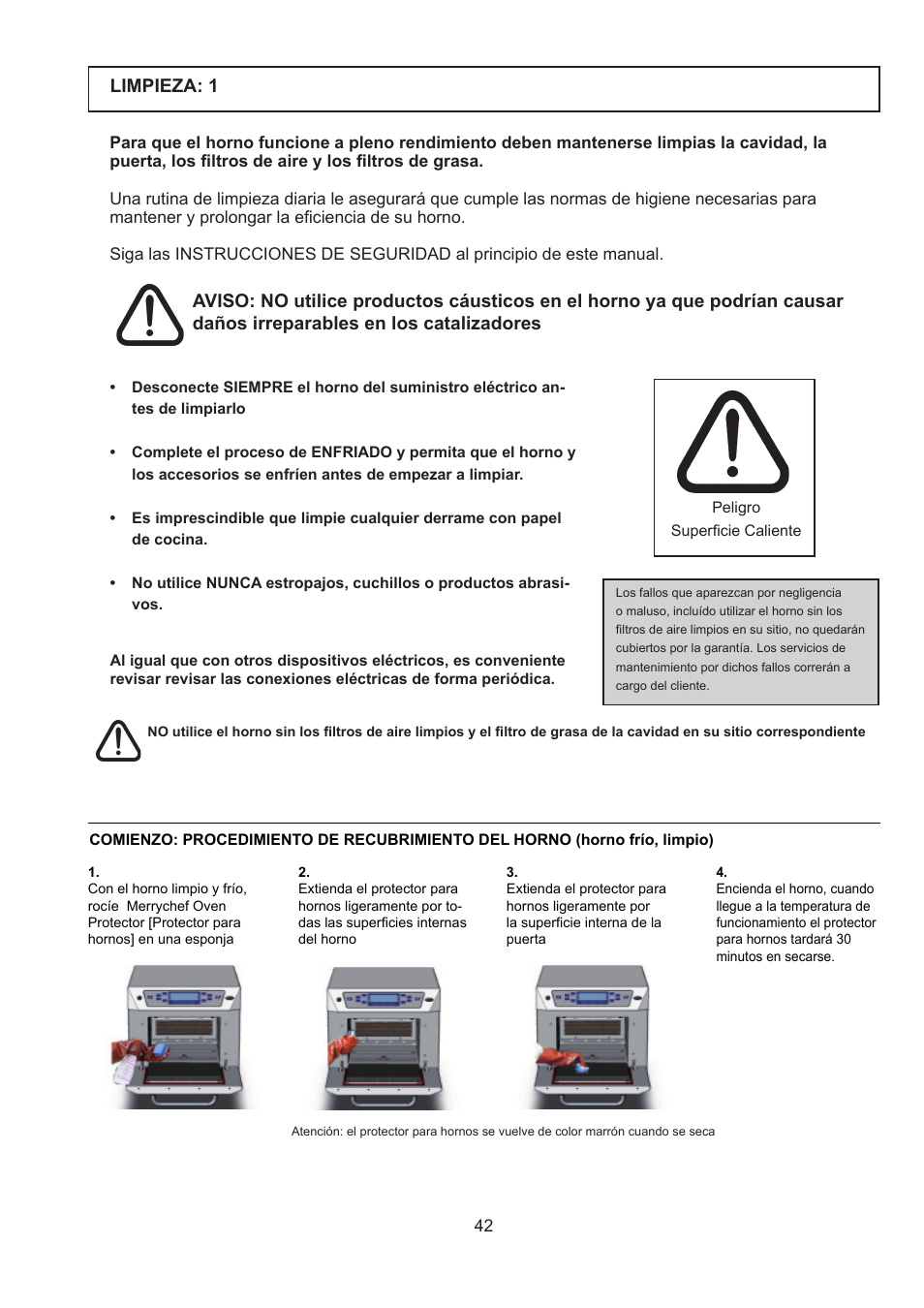 Limpieza: 1 | Merrychef 402s User Manual | Page 42 / 66