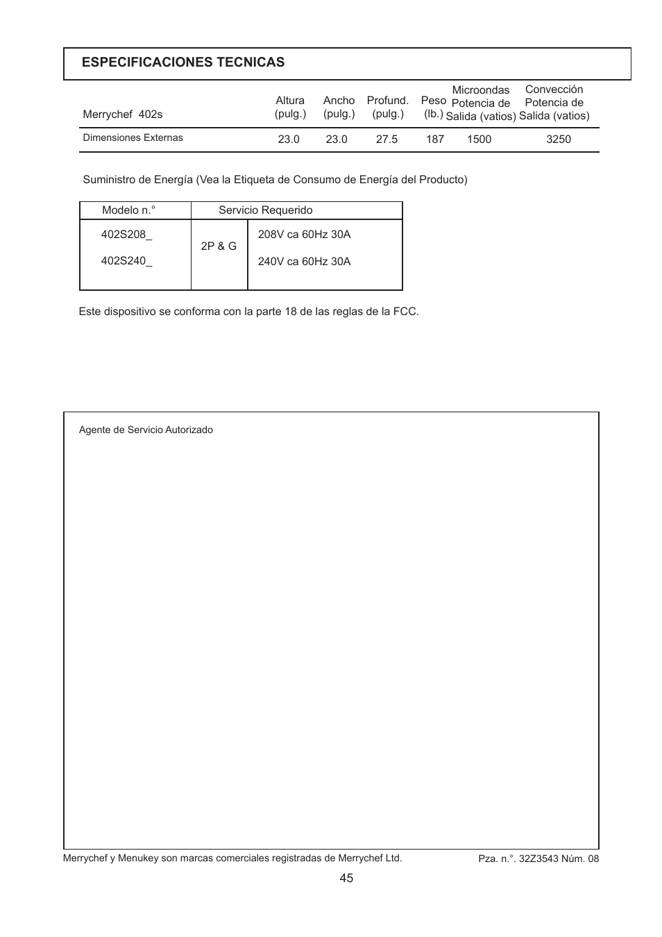 Merrychef 402s User Manual | Page 45 / 66