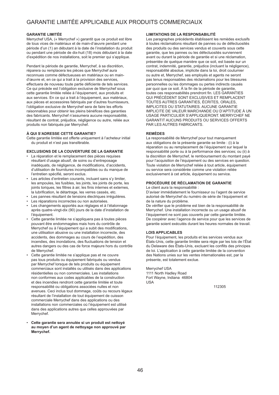 Merrychef 402s User Manual | Page 46 / 66