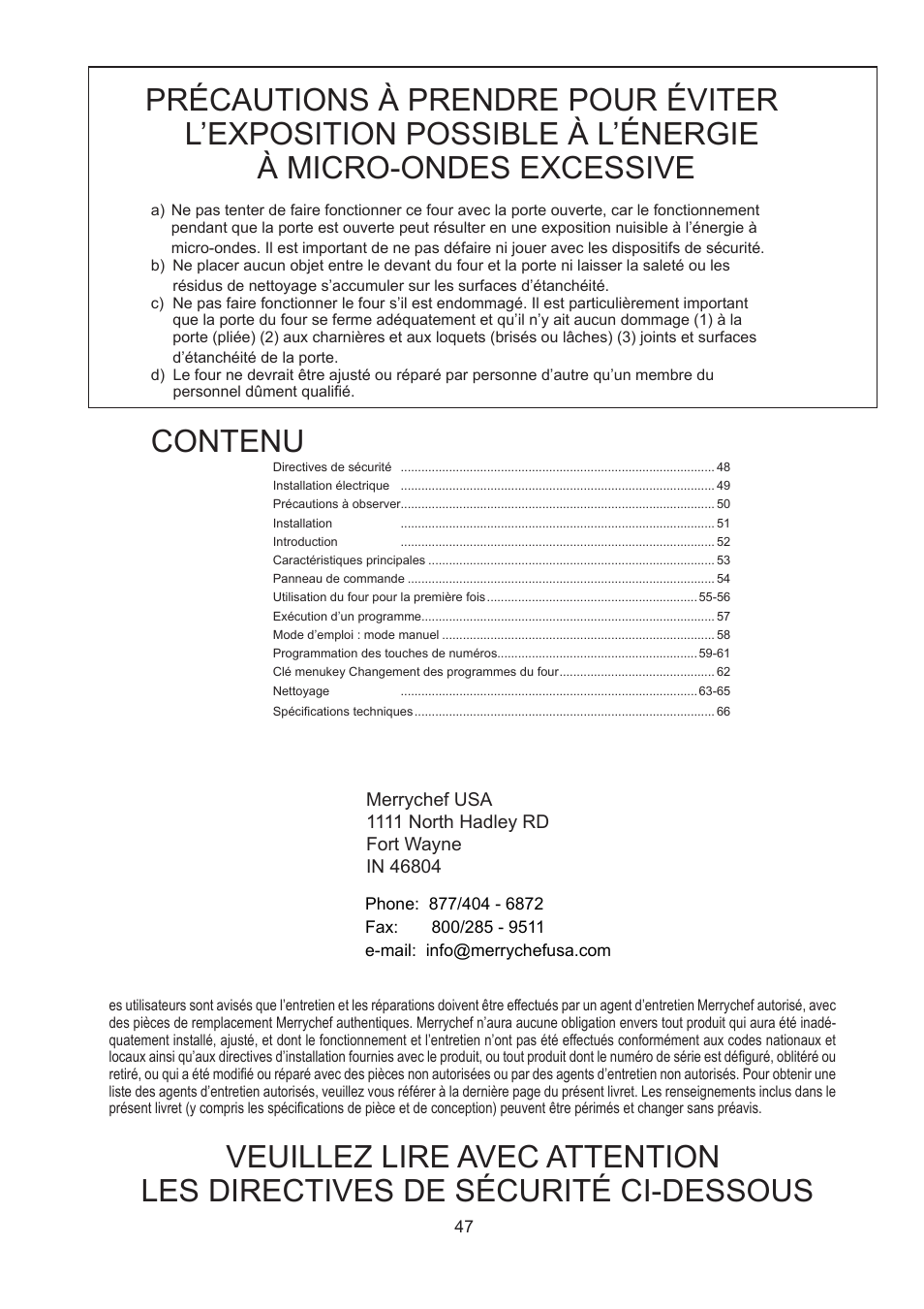 Merrychef 402s User Manual | Page 47 / 66