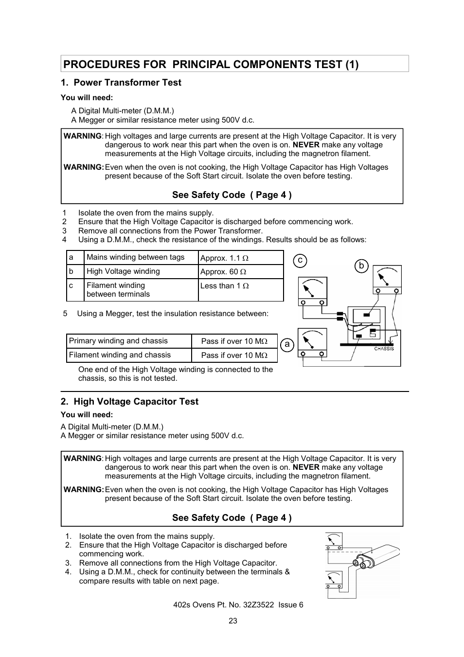 Procedures for principal components test (1) | Merrychef 402s User Manual | Page 23 / 51