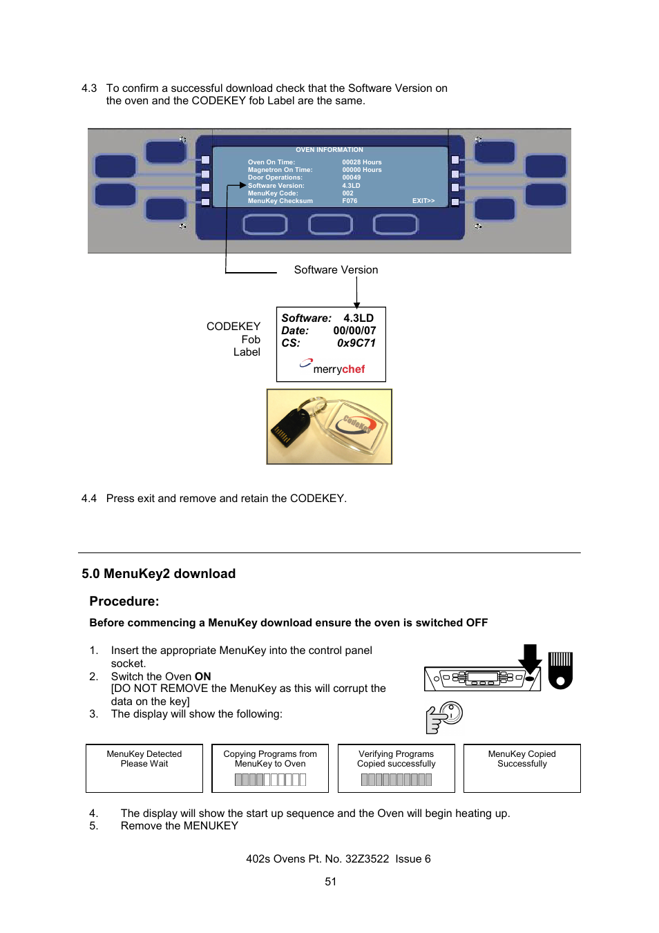 0 menukey2 download, Procedure | Merrychef 402s User Manual | Page 51 / 51