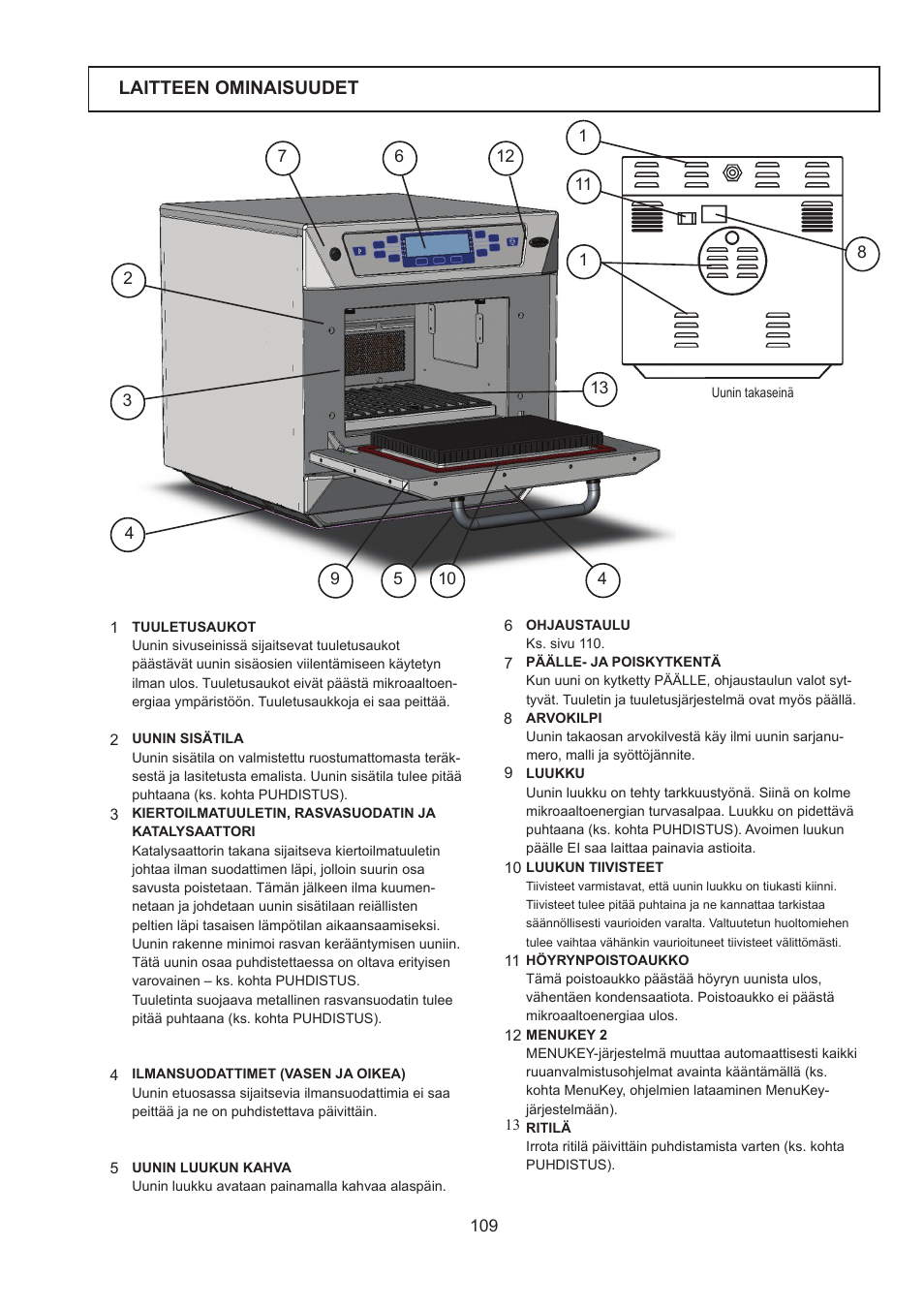Laitteen ominaisuudet | Merrychef 402s User Manual | Page 109 / 142