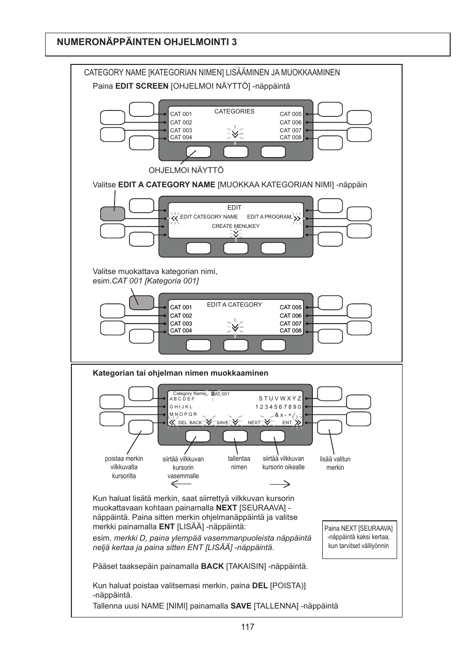 Numeronäppäinten ohjelmointi 3 | Merrychef 402s User Manual | Page 117 / 142