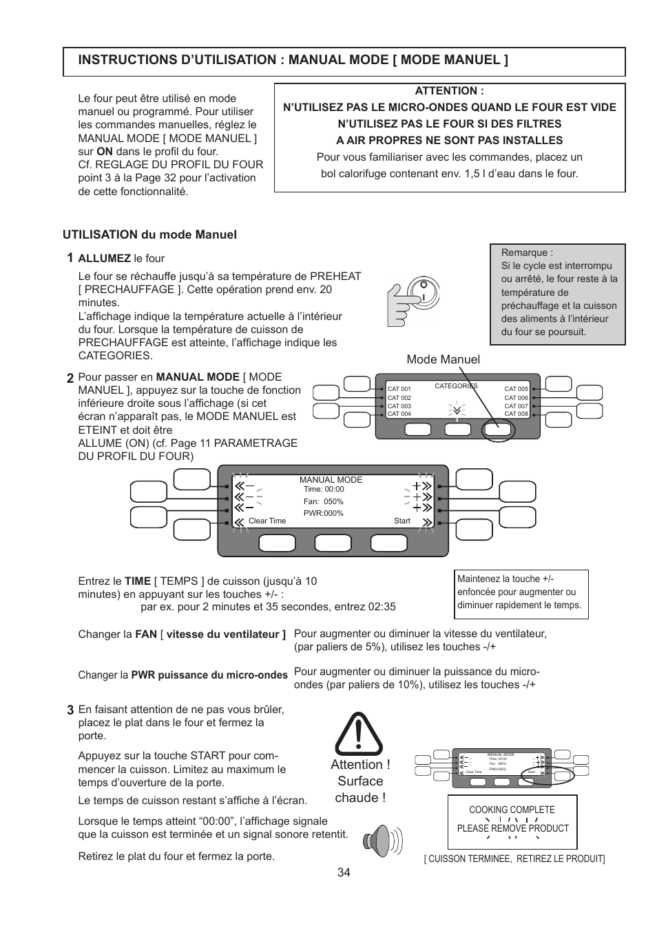 Attention ! surface chaude | Merrychef 402s User Manual | Page 34 / 142