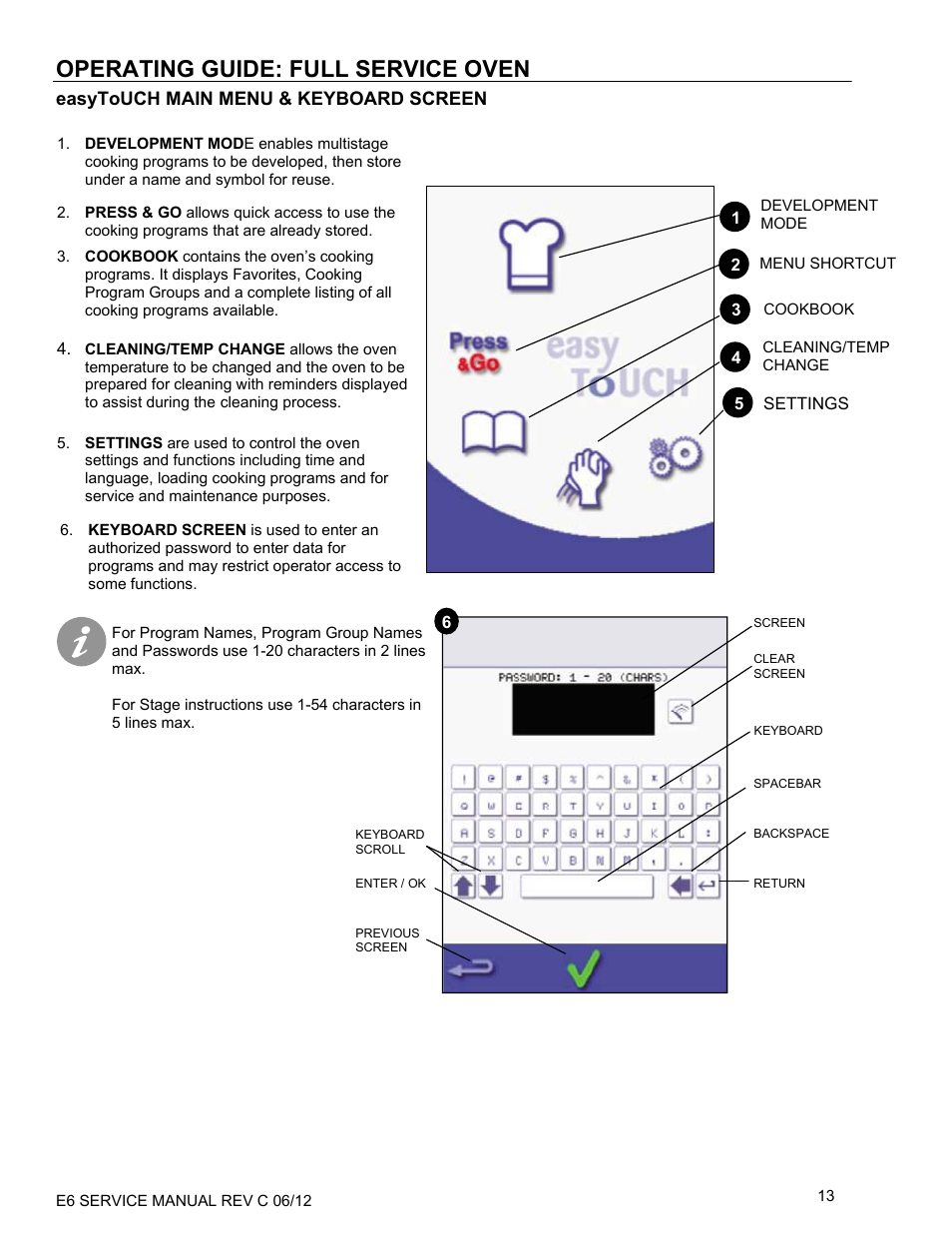 Operating guide: full service oven | Merrychef eikon e6 User Manual | Page 13 / 64