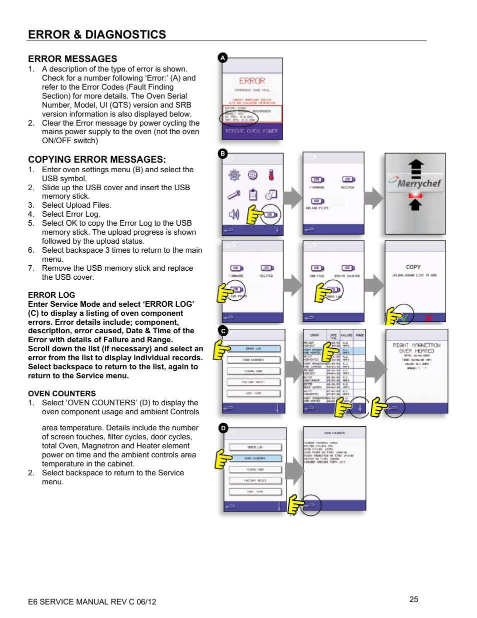 Error & diagnostics | Merrychef eikon e6 User Manual | Page 25 / 64