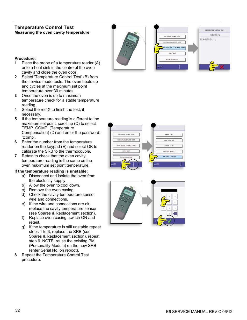 Temperature control test | Merrychef eikon e6 User Manual | Page 32 / 64