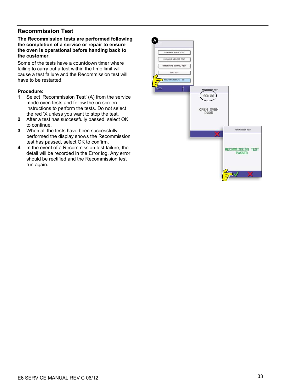 Recommission test | Merrychef eikon e6 User Manual | Page 33 / 64