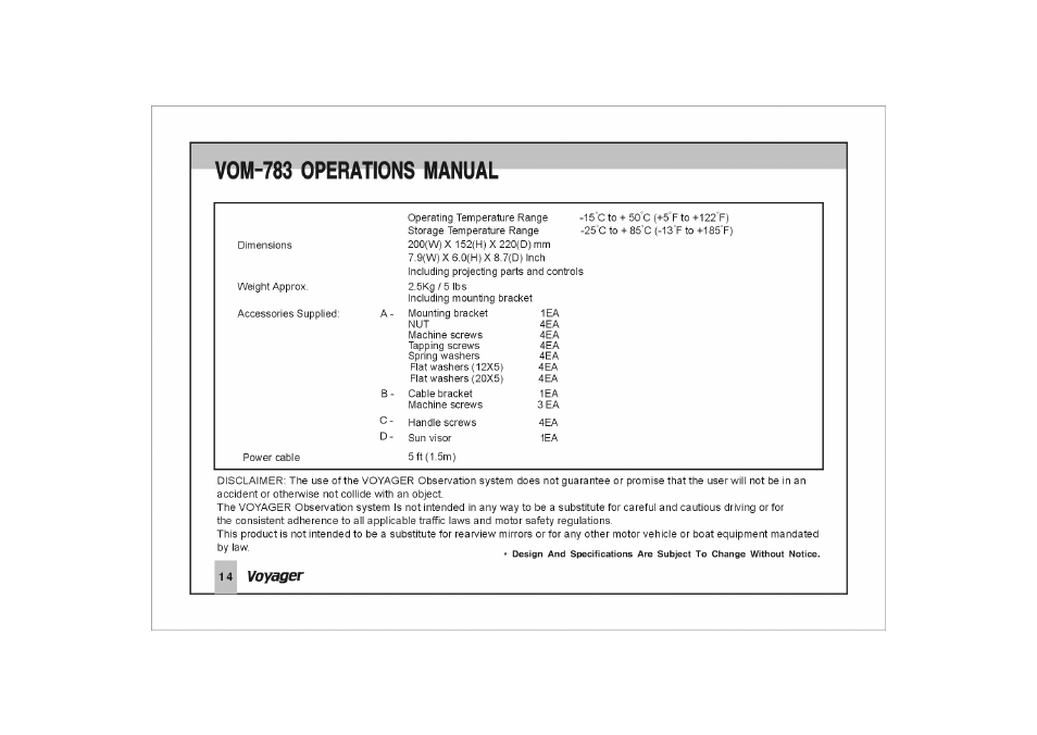 Vom-783 operations manual | ASA Electronics VOM-783 User Manual | Page 15 / 16