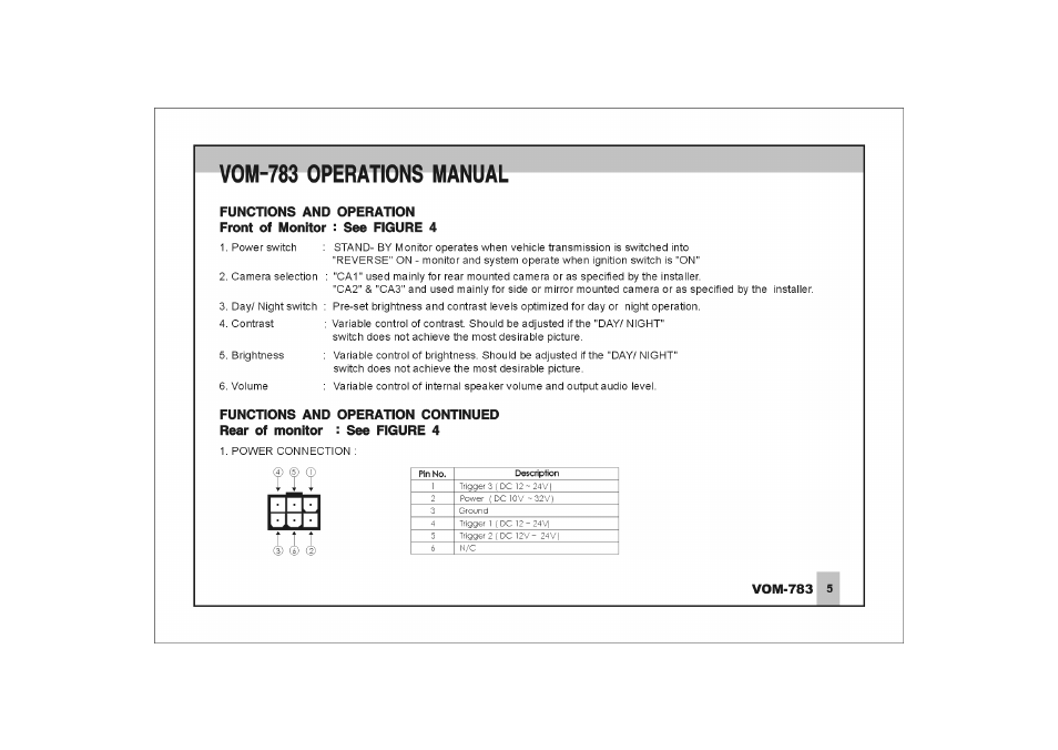 Vom-783 operations manual | ASA Electronics VOM-783 User Manual | Page 6 / 16