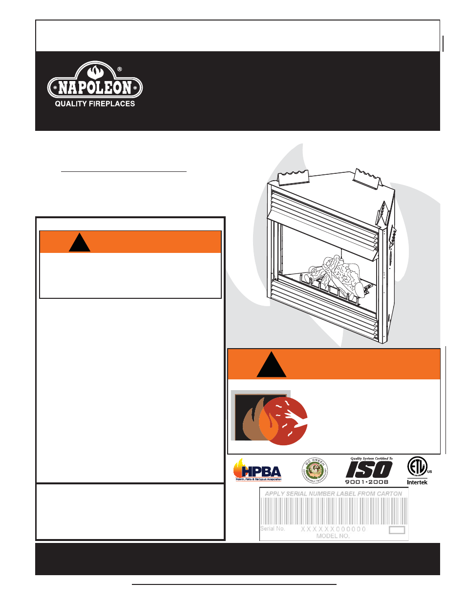 Napoleon Fireplaces GVF42 User Manual | 32 pages