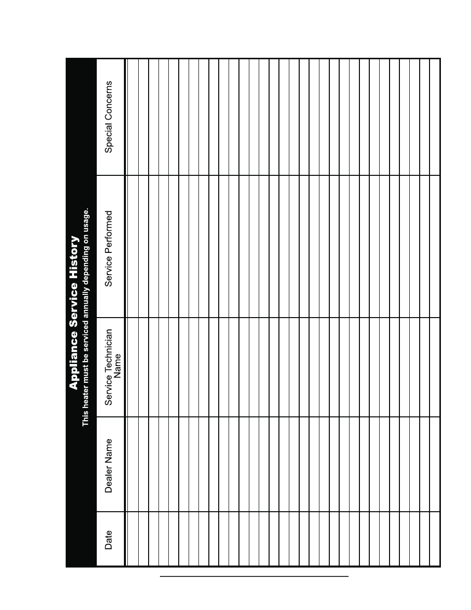 0 service history | Napoleon Fireplaces GVF42 User Manual | Page 31 / 32