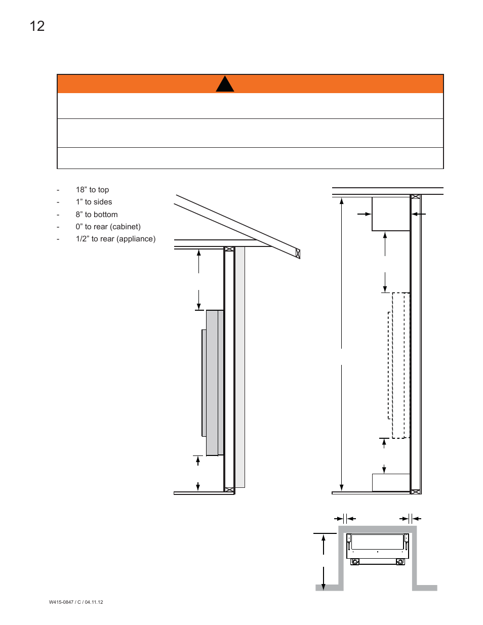 Warning, 0 framing | Napoleon Fireplaces Torch - GVFT8 User Manual | Page 12 / 28