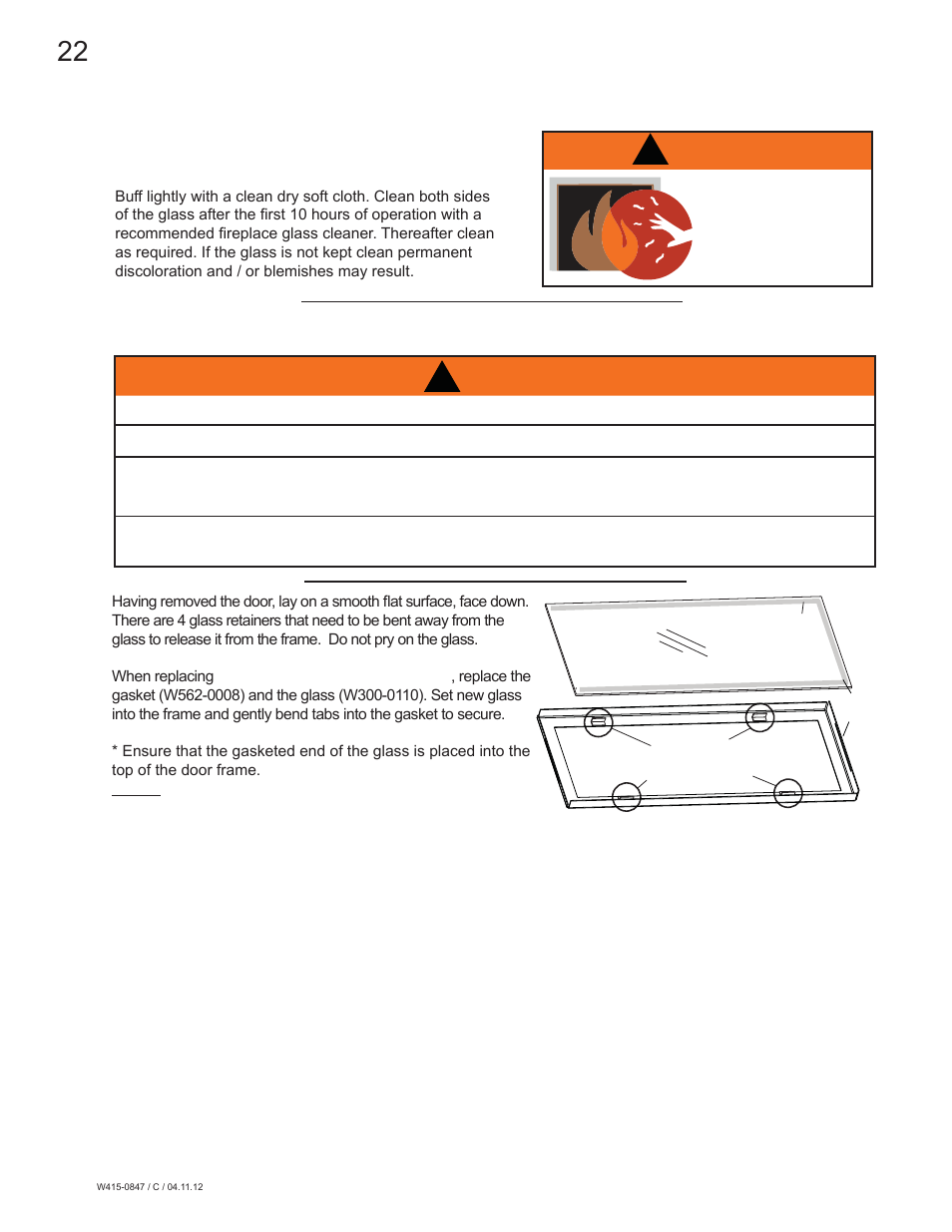 Warning | Napoleon Fireplaces Torch - GVFT8 User Manual | Page 22 / 28