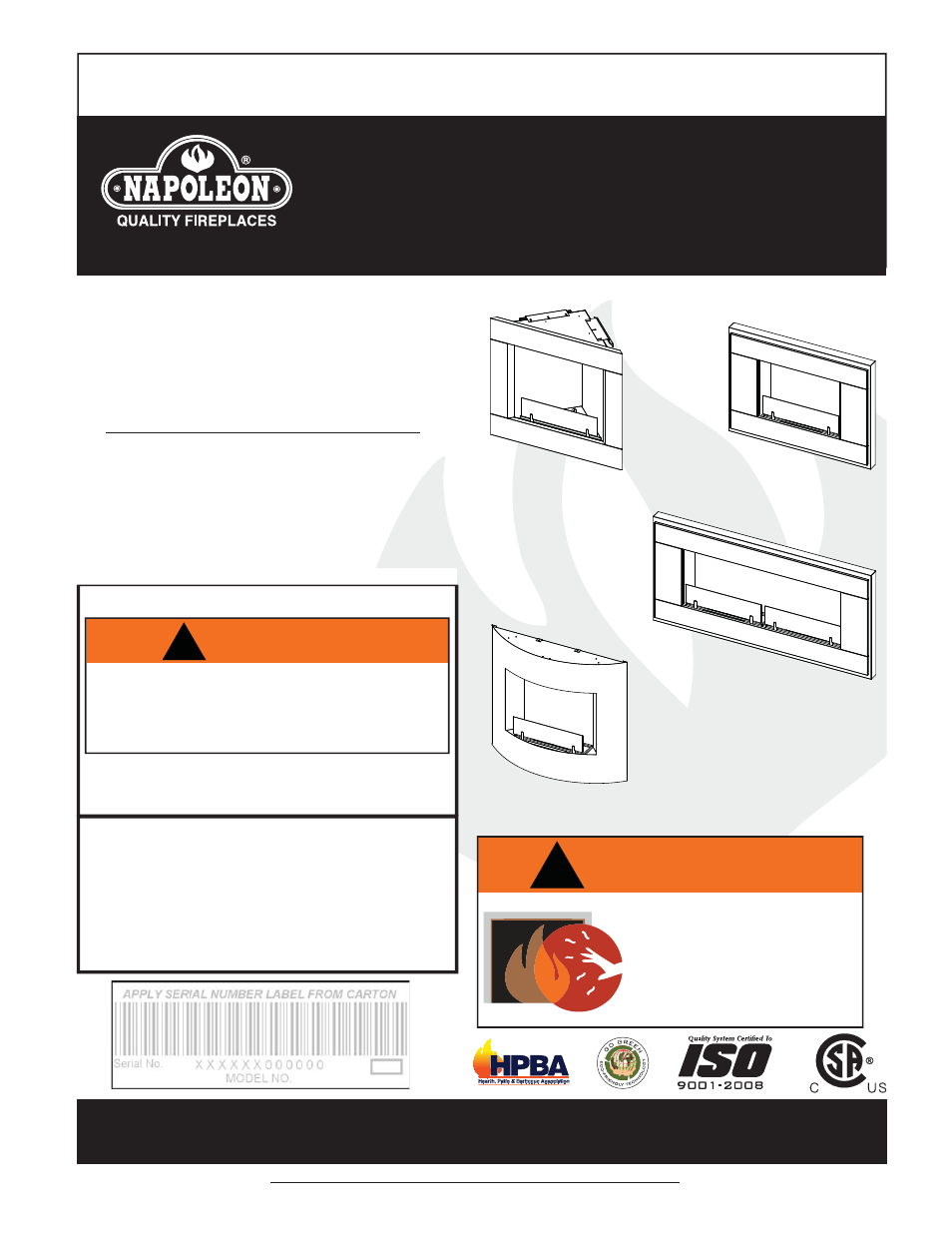 Napoleon Fireplaces Corner Model – WMFE1 User Manual | 64 pages