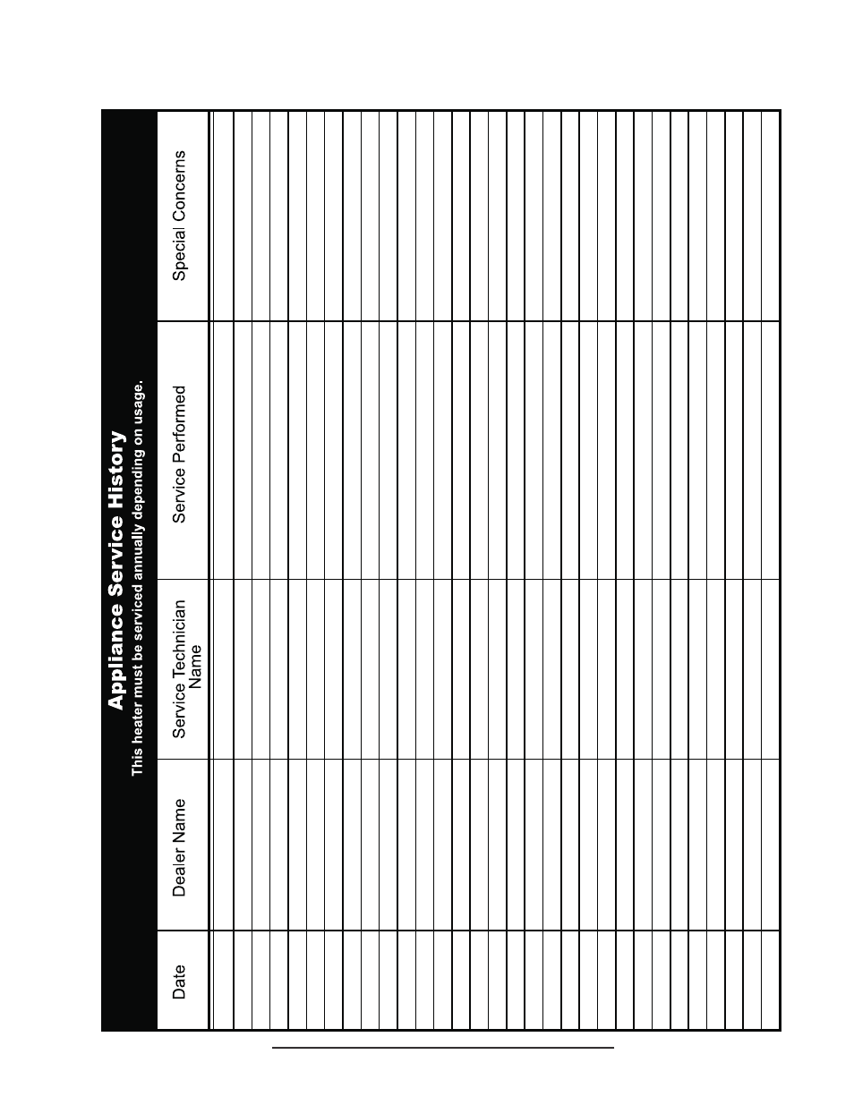0 service history | Napoleon Fireplaces Corner Model – WMFE1 User Manual | Page 20 / 64