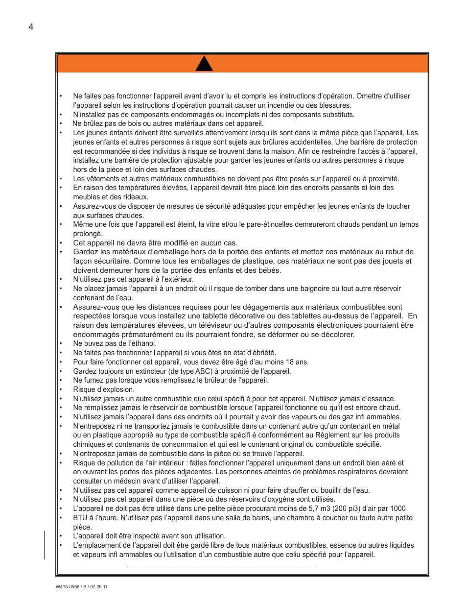 Avertissement, 0 introduction | Napoleon Fireplaces Corner Model – WMFE1 User Manual | Page 24 / 64