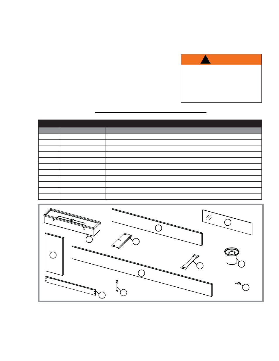 Warning, 0 ersatzteile, Bauteile | Napoleon Fireplaces Corner Model – WMFE1 User Manual | Page 61 / 64