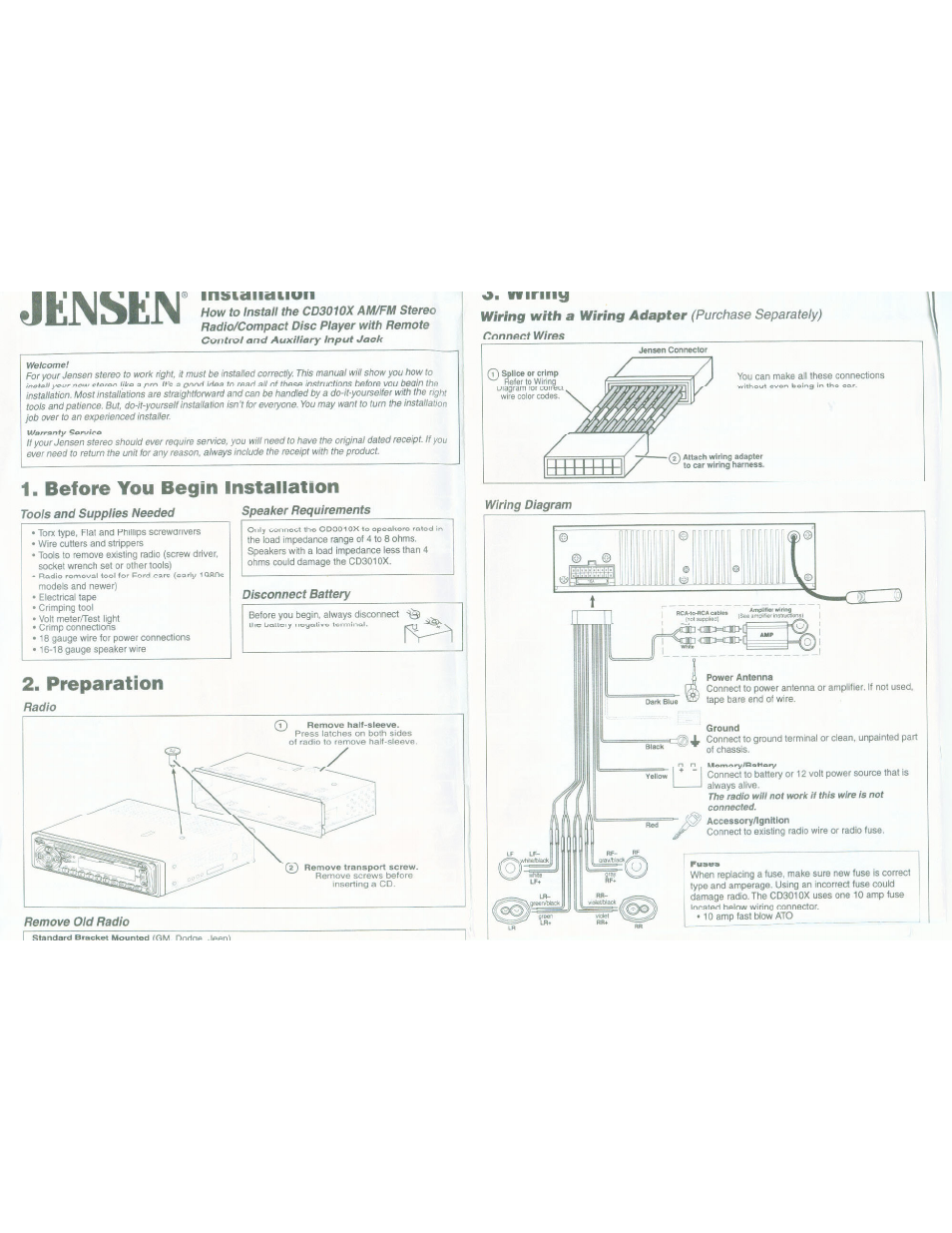 Jkmsejn, Before you begin installation, Preparation | ASA Electronics CD3010X User Manual | Page 4 / 6
