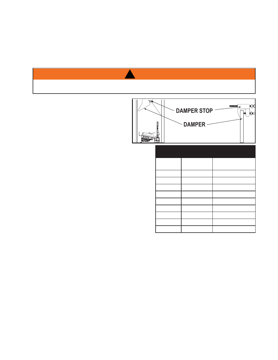 Warning, Damper stop damper | Napoleon Fireplaces FIBERGLOW GLVF18 User Manual | Page 10 / 24