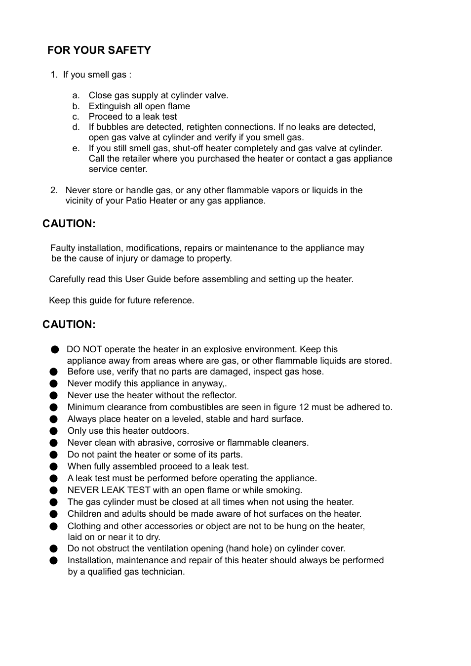 For your safety, Caution | Napoleon Fireplaces PTH2650 User Manual | Page 4 / 9